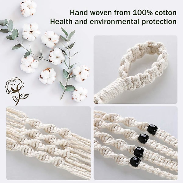 2 st Macrame växt hängare vit handgjord bomullsrep inomhus utomhus hängande växtkruka 4