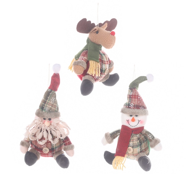 Juldekorationer rutig knappboll julhänge stor snögubbe älg prydnader Milu