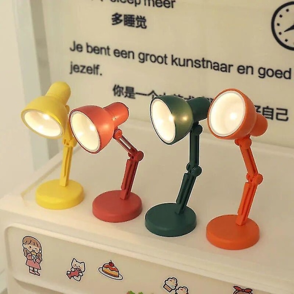 2st Mini Liten Bordslampa Led Vikbar Bärbar Liten Nattlampa Magnetsug Varmfärg Ögonskydd Läsbordslampa med klämma 09A-white
