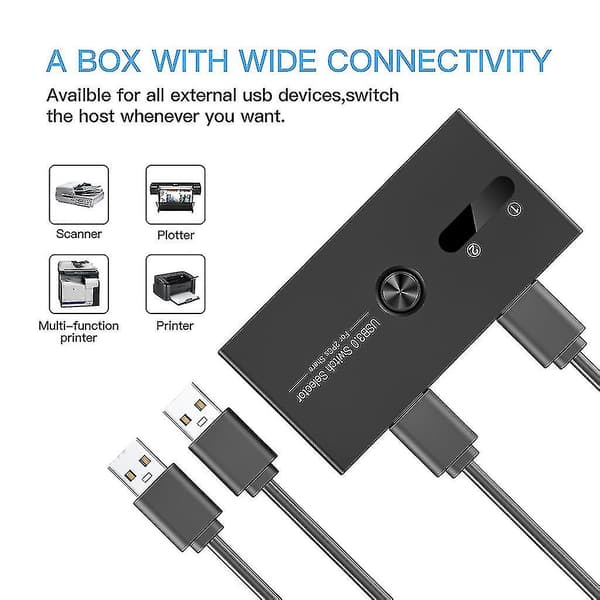 Switcher Usb 3.0 Svitsjvelger 4 Porter Ut 2 Datamaskiner Adapter Hub