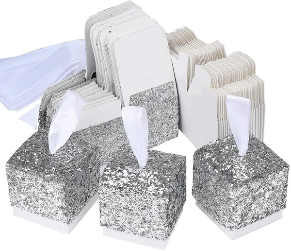 Presentförpackning Glitterpapperslådor 25 st Silver