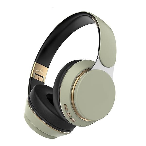 Trådløst sportshodesett Bluetooth-hodesett Subwoofer Stereo sammenleggbart hodesett Light Green