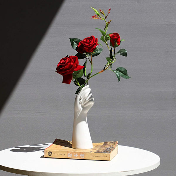 1 tum modern konst keramisk vas handhållen växt blomkruka, bordsvit arm vas lämplig för hemmakontorsdekoration