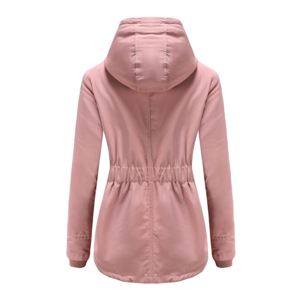 Varm vinterjacka med Sherpa-foder för kvinnor, tjock parkas med huva Pink XL