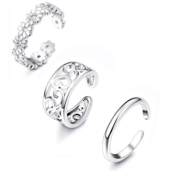 3 stk tåringer for kvinner og jenter, åpne tåringer justerbar liten fingerring, enkelt tåringsett fot smykker