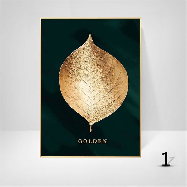 Set med 3 designaffischer, 30x40cm Forest Golden Leaves Palmblad Print bilder utan ramar för vardagsrummet, 30 X 40 cm Type A