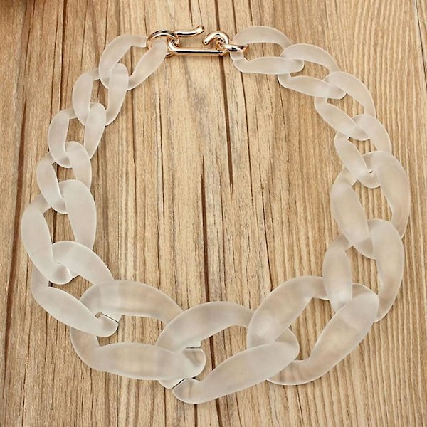 Kvinde Akryl Chunky Resin Halskæde, Vintage Bohemian Frosted Plast Cubansk Link Kæde Choker