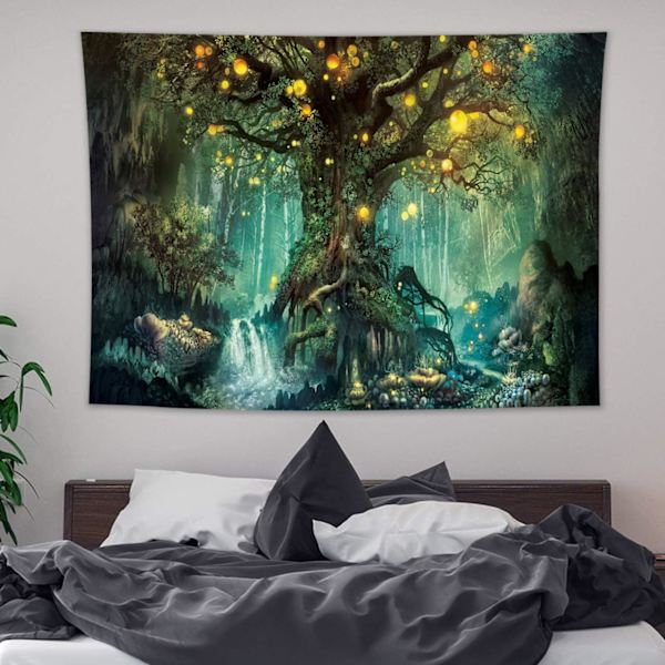 Magisk skog gobeläng väggbonad magisk tyg växt gobeläng