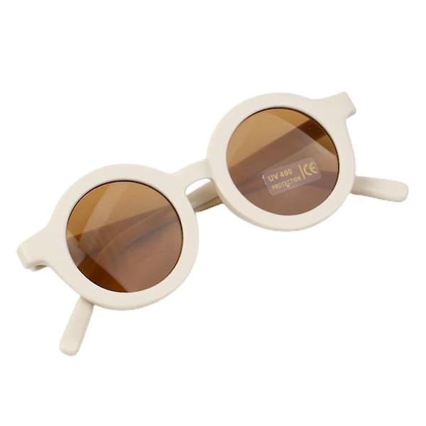 Solbriller for gutter og jenter med UV400-beskyttelse - Retro runde solbriller for barn Beige