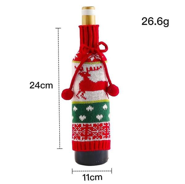 Pälsboll Båge Vinflaska Set Älg Äldre Snögubbe Stickad Vin Set Color2