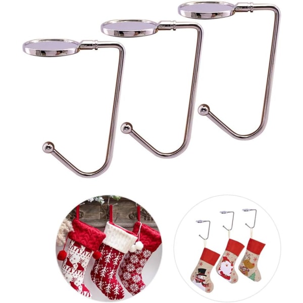 Förpackning med julstrumpa ställ metall krokhängare clips för julbord öppen spis hängande dekoration