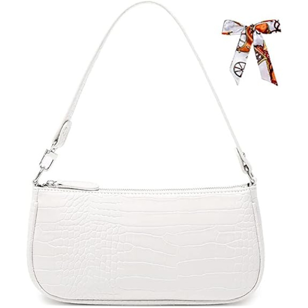 Dam Läder Crossbody Väska, Mini Handväska med Retro Krokodilmönster i Mjukt PU Läder, Klassisk Liten Crossbody Väska för Kvinnor 90-talets Mini Väskor med C