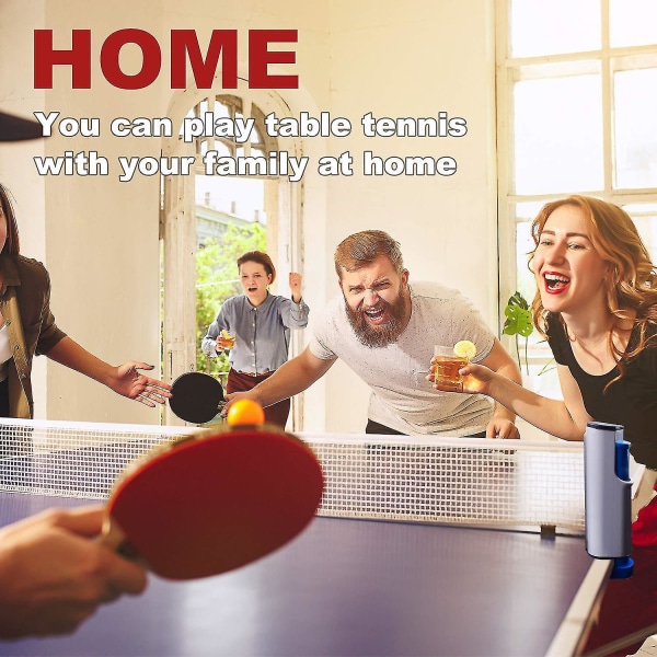 Udtrækkeligt bordtennisnet, bærbart bordtennisnetstativ, perfekt til bordtennisbord, kontorbord, hjemmekøkken eller spisebord Black