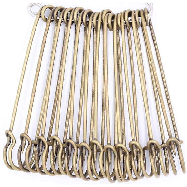 Sikkerhedsnåle Store Heavy Duty Sikkerhedsnål, Rustfrit Stål Sikkerhedsnål Bronze 100mm 15pcs