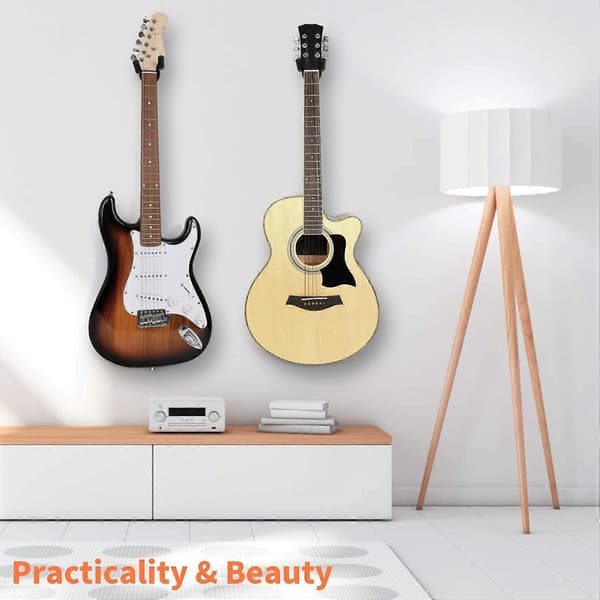 Gitarr Vägghängare Krok Hållare Ställ Gitarrhängare Krokar för Akustiska El- och Basgitarrer 3-pack - Svart