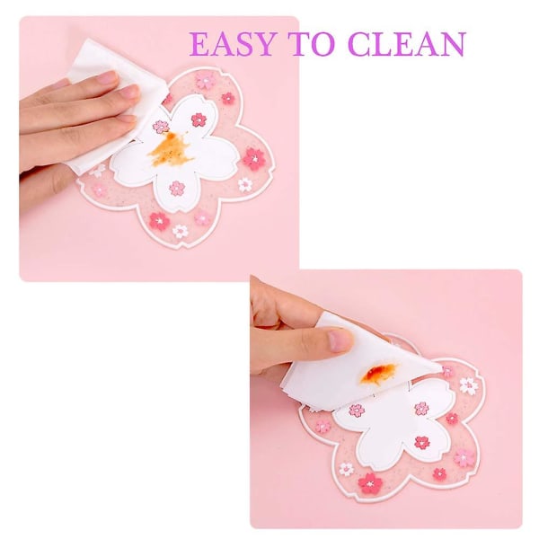 Coffee Mat Kawaii Coaster Cup Pvc Home Tea Mug Coaster Durable Anti-skid Pot Bowl Pad Placemat Cherry Blossom Coaster