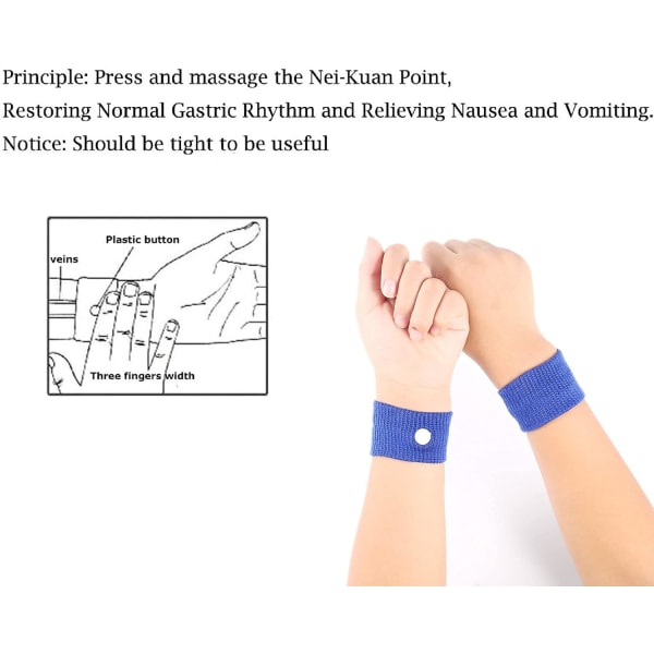 Anti-illamående armband för barn - För att lindra åksjuka - Rosa och blå