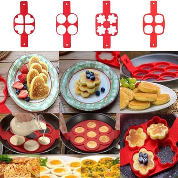 Silikon 4 hull Diy pannekake maker bake kakeform barn mini egg verktøy baking kjøkken tilbehør silikon former A
