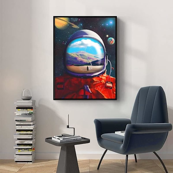 Astronaut Diamantmalerisett for voksne Komplett Diamantkunstsett Hjemmeveggdekor 12 x 16 tommer