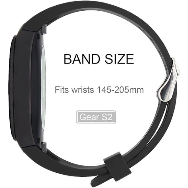 Ranneke Samsung Gear S2:lle, pehmeä silikoninen urheilullinen vaihdettava ranneke Black