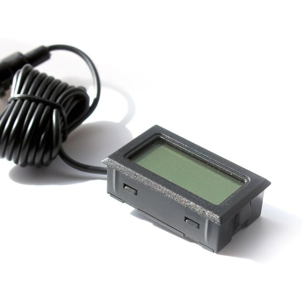 LCD Digital Tuner Inbyggd termometer Hygrometer med extern sond för Brooder Aquarium Poultry Reptile Svart