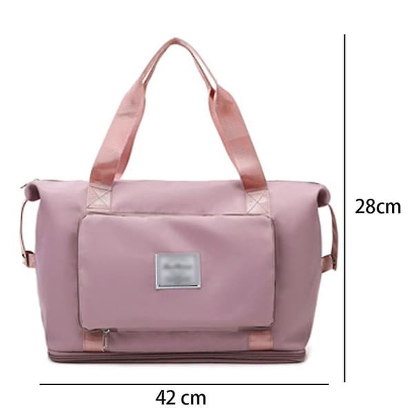 Resväska i nylon, stor storlek, expanderbar Pink