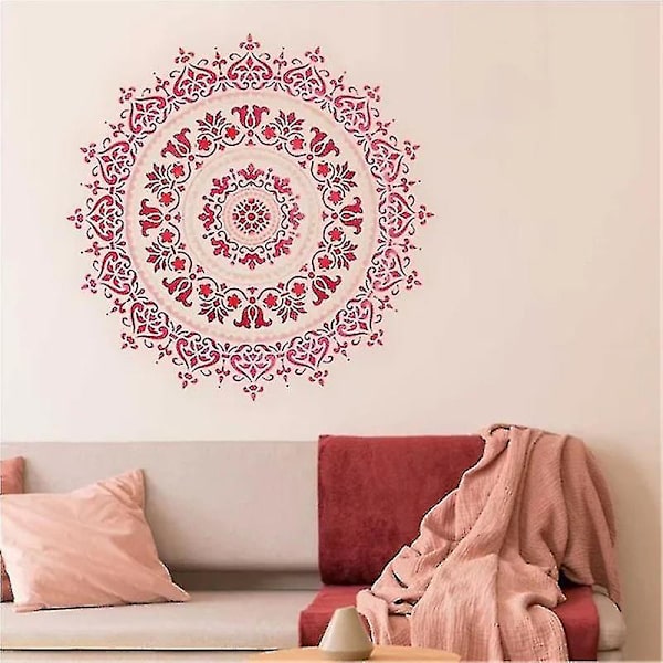 Mandala Hjælpemaling Skabelon Stor Genanvendelig Skabelon Til Gulv Væg Flise Stof Møbler 30 x 30CM