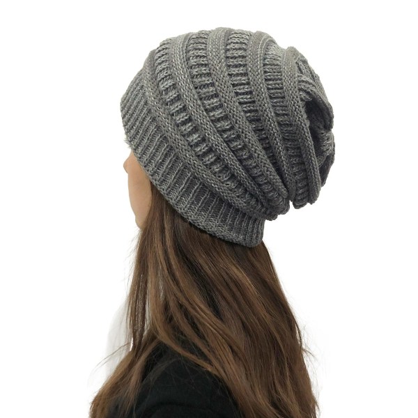 Winter Knit Beanie Hats For Women, Silk Satin Lined Chunky Cap Soft Stretch Cable Knit Warm Slouchy Beanie Hat