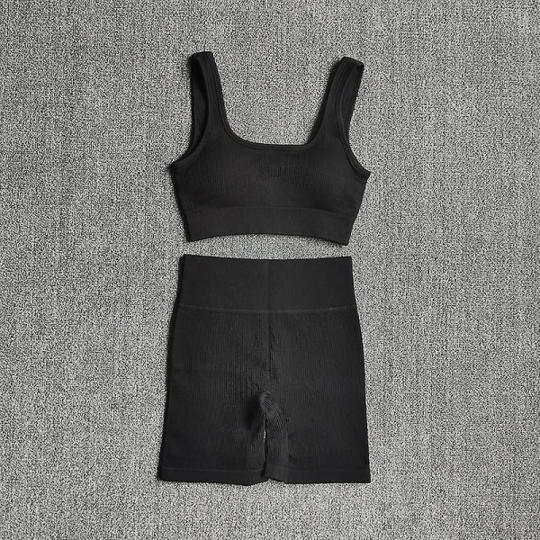 Wareball 2 st Kvinnor Yoga Set Gym Set Sexig BH Sömlös Sport Shorts Träning Löpning Kläder Gym Kläder Atletisk Sport Kostym Black Size Info