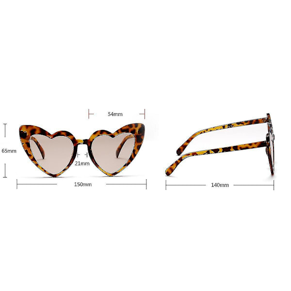 Retro hjerteformede solbriller Dame Oversized Uv400 Coffee