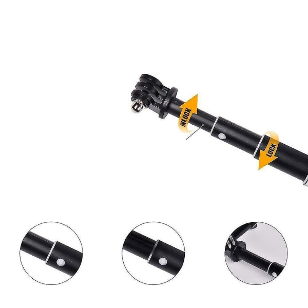 36&quot; Selfie Stick Hand Grip forlængerstang til Gopro Hero/session 9 8 7 6 5 4 3+