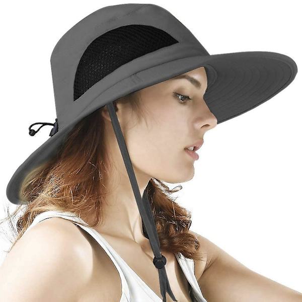Unisex-leveälierinen hattu, Upf 50+ vedenpitävä aurinkosuoja, kesä UV-suoja Boonie Hat Dark Grey