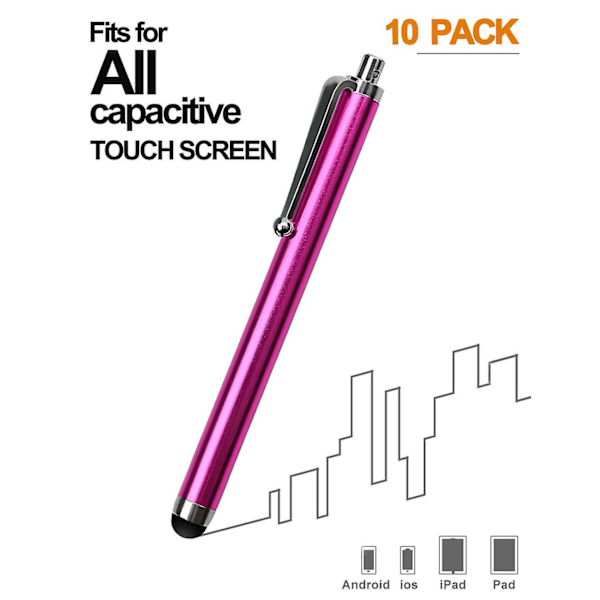 10 stk. Stylus-penner for berøringsskjermer, universell stylus for berøringsskjerm, kapasitiv stylus, tilfeldig farge