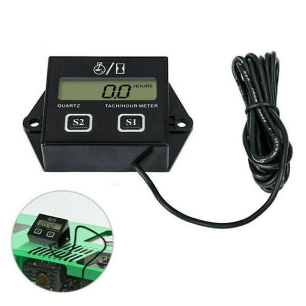 Motorcykel Tæller Timer Digital Display 2 Slag 4 Slag Induktion Benzin Motor Akkumulator 1stk Sort