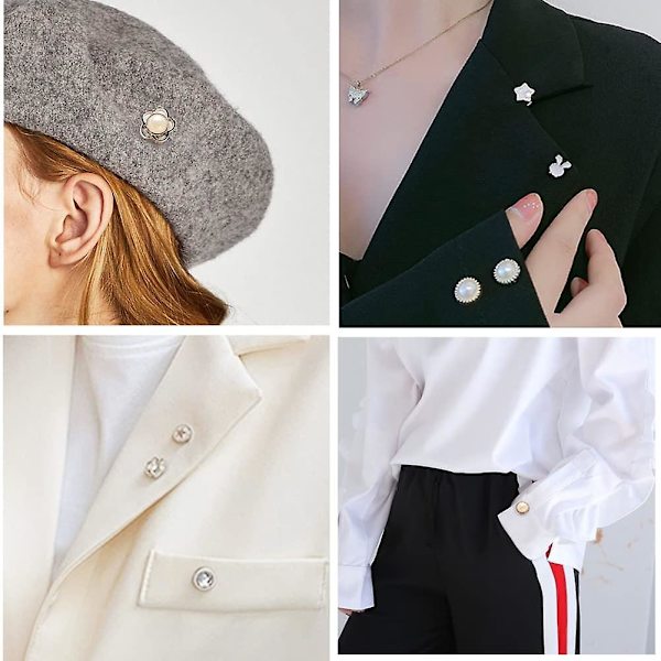 20 stk. Dame Skjorte Brosche Knapper Perle Ingen Sy Knapper Pins Sikkerhed Rhinestones Mini Brosche Pins