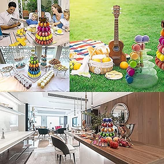 Macaron kage display stativ, 6-lags rund plastik kage tårn stativ