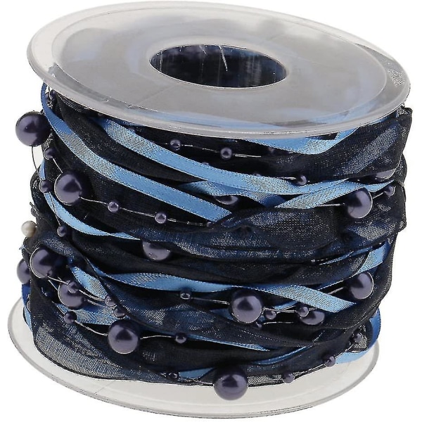 10 Meter Pearl Ribbon Ribbon Pearl Garland Gift Ribbon Deco Band med pärlor Navy Blue