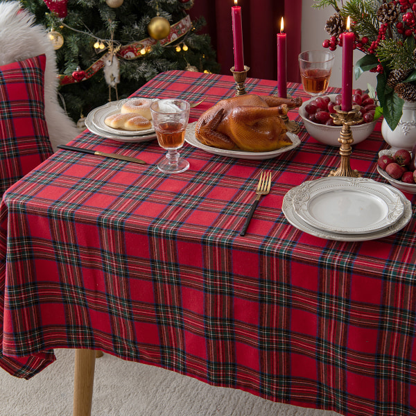 Punainen joulun ja uudenvuoden pöytäliina, olohuoneen sisustus, teepöytäliina, pöytätyyny, suorakaiteen muotoinen pöytäliina 140 x 180 cm