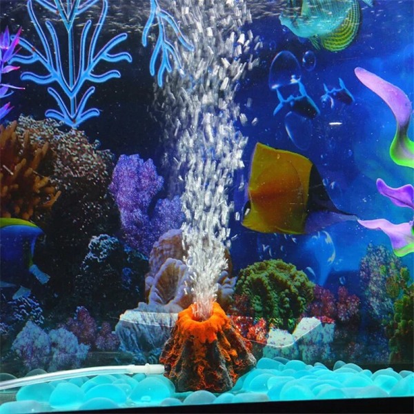 Set av akvariedekorationer vulkanformdekorationer bubbelsten akvarium syrepump luftpump akvariumleksaker