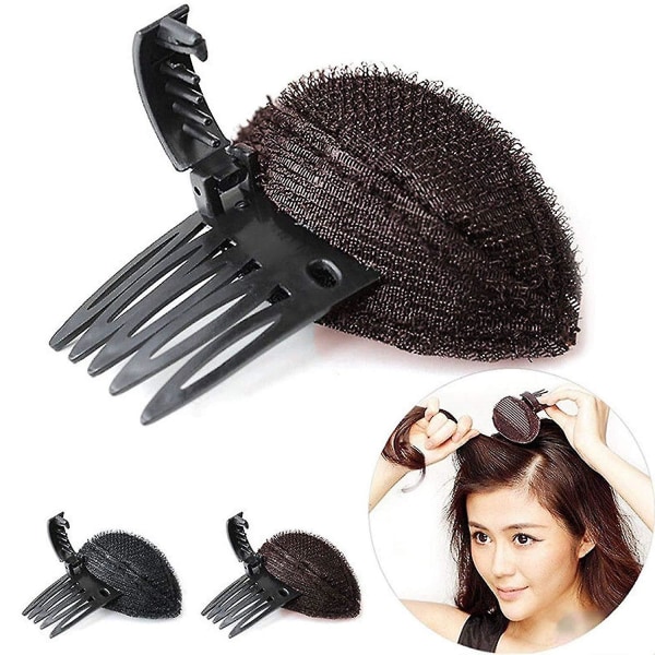 Perfect Puff Hair Head Cushion, Invisible Fluffy Hair Pad Sponge Clip, Bun Bump It Up Volume Hair Base Set(3pcs Brown)