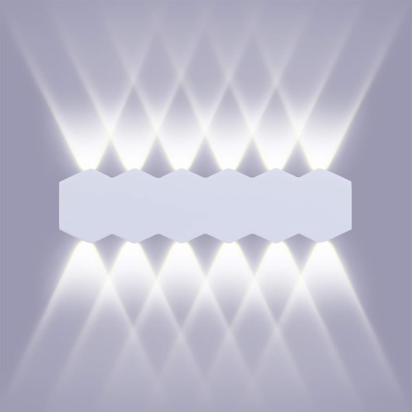 12W LED 31cm Vägglampa Vit inomhuslampa Modern Up Down Spot Vägglampa Aluminium Väggbelysning Cool White Light 6000K