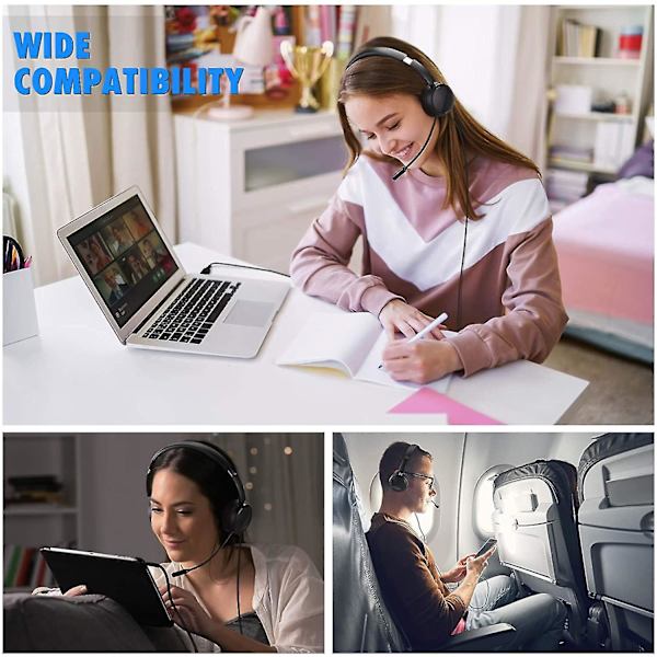 Pc Usb-headset, datamaskin-headset, støydempende kontorhodetelefoner med mikrofon