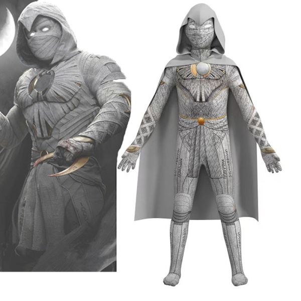 Moonlight Knight tøj cosplay tøj strømpebukser digital print hætte kappe børnetøj