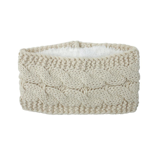 Vinterørevarmer for kvinner - Hodebånd i strikket kabel med fleecefôr for kaldt vær Beige