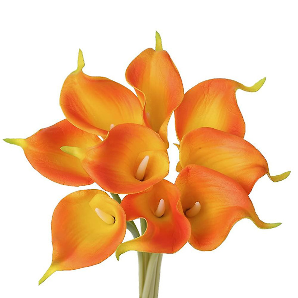 Kunstig Calla Lily 10 stk Orange Blomster Kunstige Lillier Blomsterbuket Falske Calla Lillier Plante Dcor Til Blomsterarrangement Bryllup, Braidal, H 3 10pcs