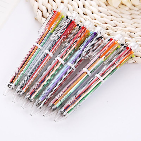 6 stk/sæt 6-i-1 udtrækkelige kuglepenne Flerfarvede kuglepenne til skolekontorartikler Studerende Børn