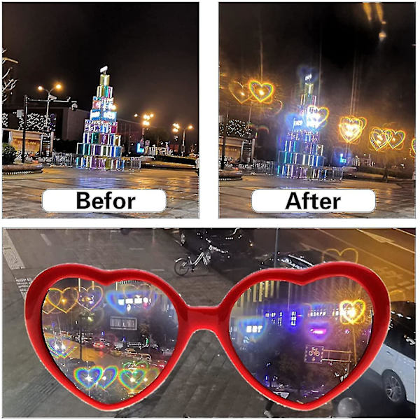 Hjerteffekt Lys Diffraktion Briller Peach Hjerteformet Special Effects Briller, 3d Hjerte Solbriller Blue
