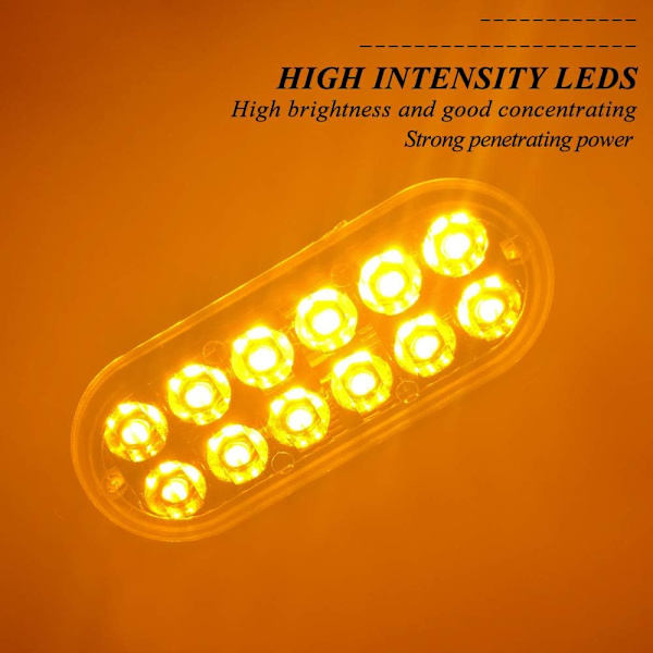 4 st Ultra Tunna 12LED Nödljus Stroboskopljus Bärnstensfärgad Varningsblinkande Universal Ljus För Bil Fordon Lastbil 12-24V