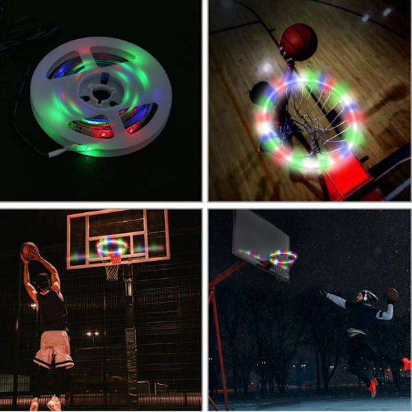 LED-basketballkurvlys basketballkurvlampe med solfargendringssensor basketballkurvlampelengde 1,5 m 45 lys