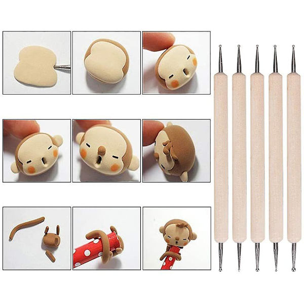 40 st Polymer Clay Verktyg Modellering Lera Skulptur Verktygssatser För Keramik Skulptur Trä Prickverktyg 61PCS